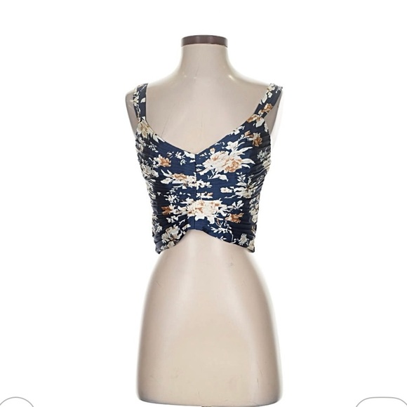 Abercrombie & Fitch Navy Floral Crop Top. Y2K,Spring, festival, Regency - Picture 7 of 7